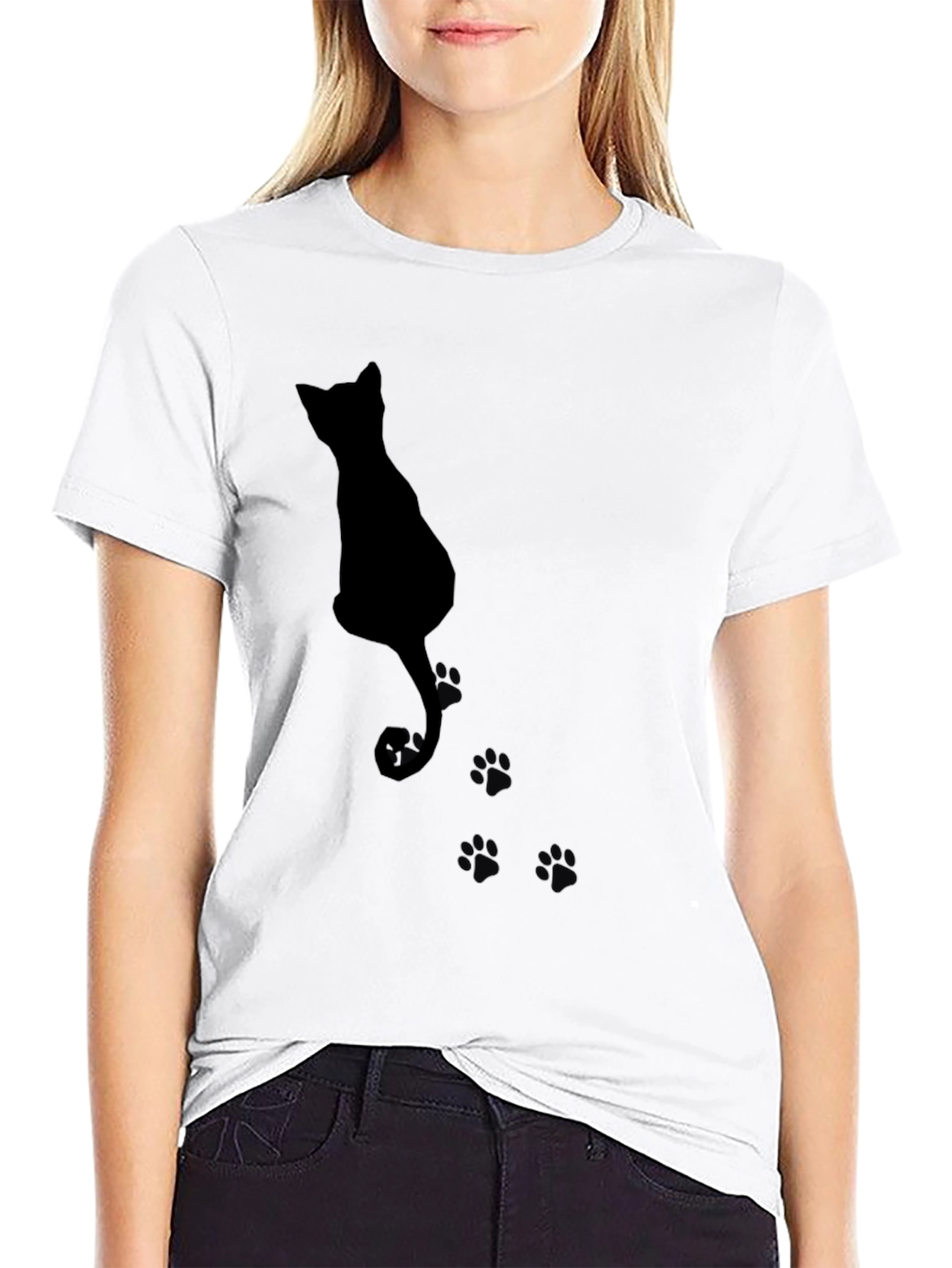 Black Cat Silhouette T-Shirt for Cat Lovers