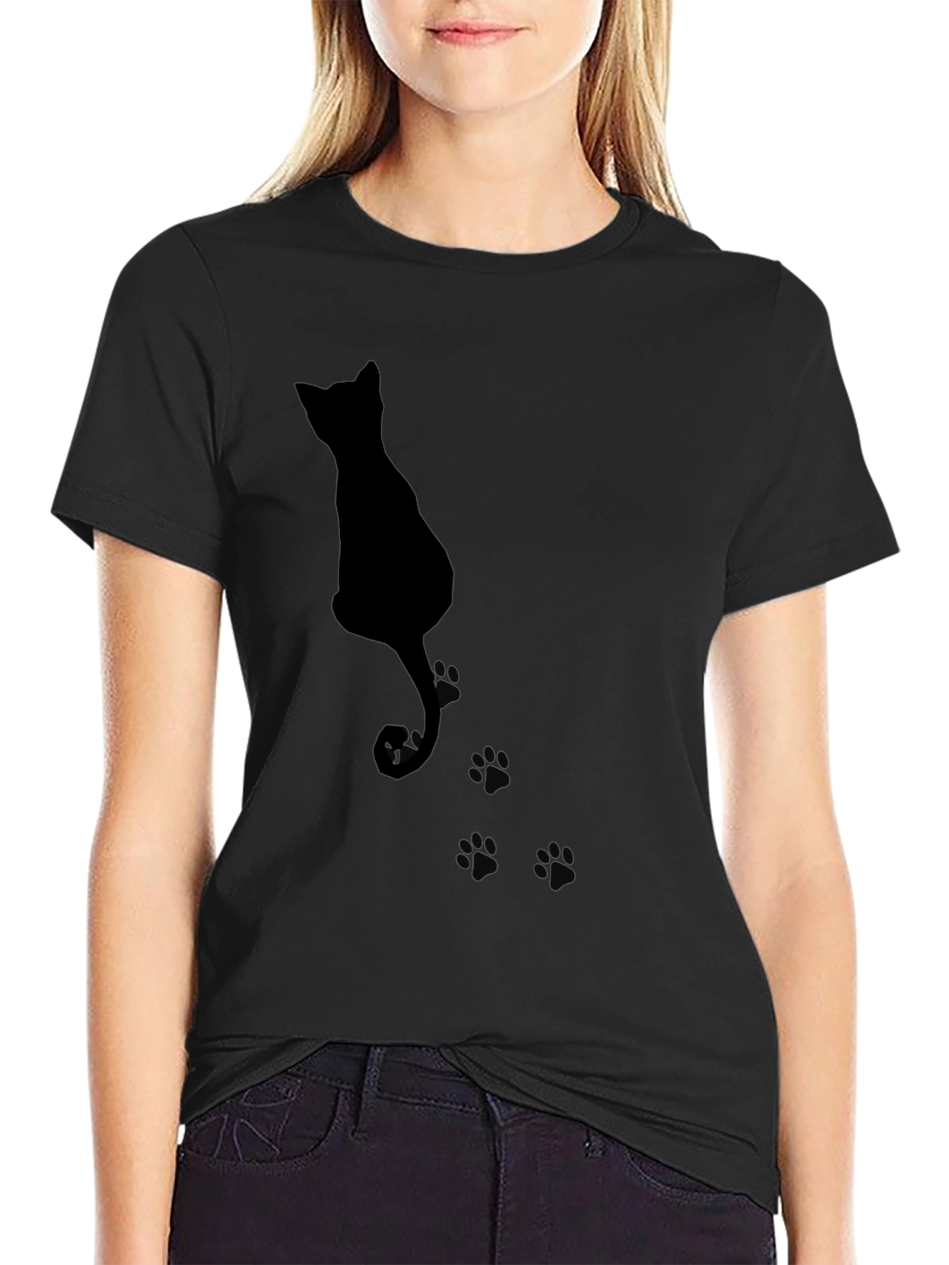 Black Cat Silhouette T-Shirt for Cat Lovers