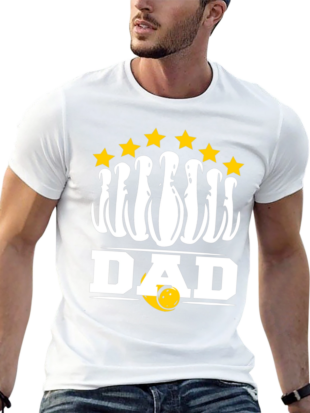 Bowling Dad T-Shirt with Pins and Stars
