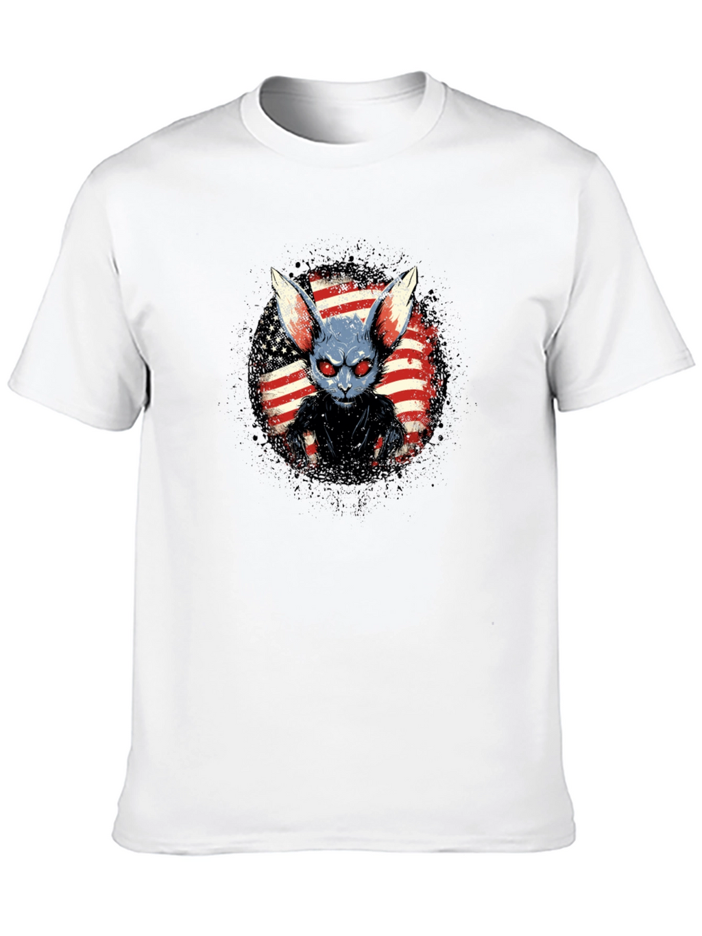Creepy American Rabbit Graphic T-Shirt