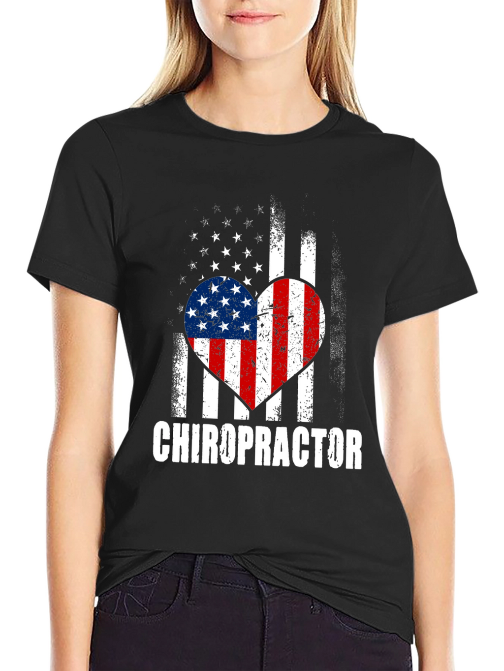Chiropractor American Flag Heart T-Shirt