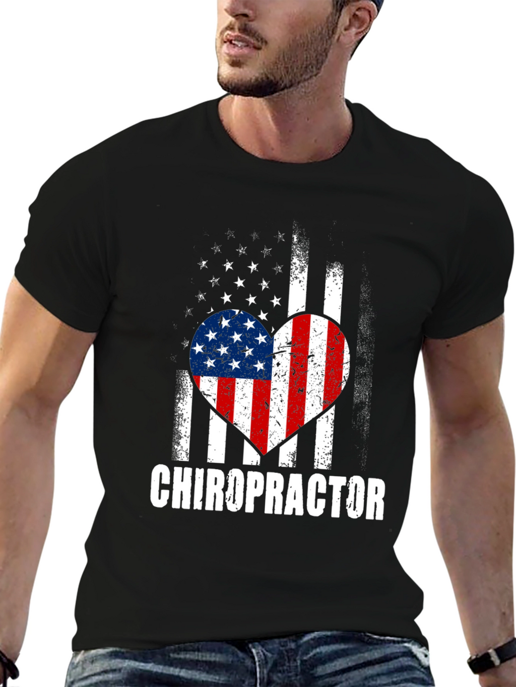 Chiropractor American Flag Heart T-Shirt