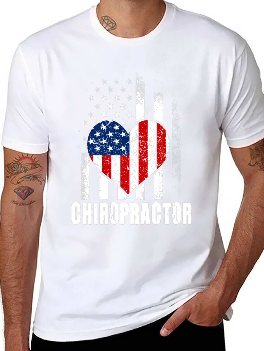 Chiropractor American Flag Heart T-Shirt