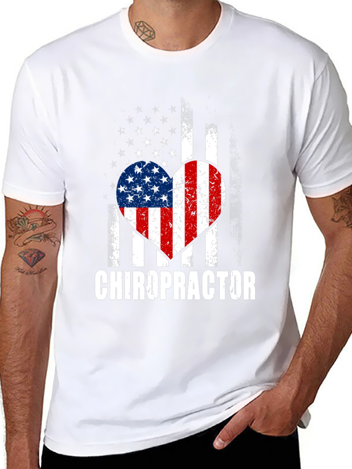 Chiropractor American Flag Heart T-Shirt
