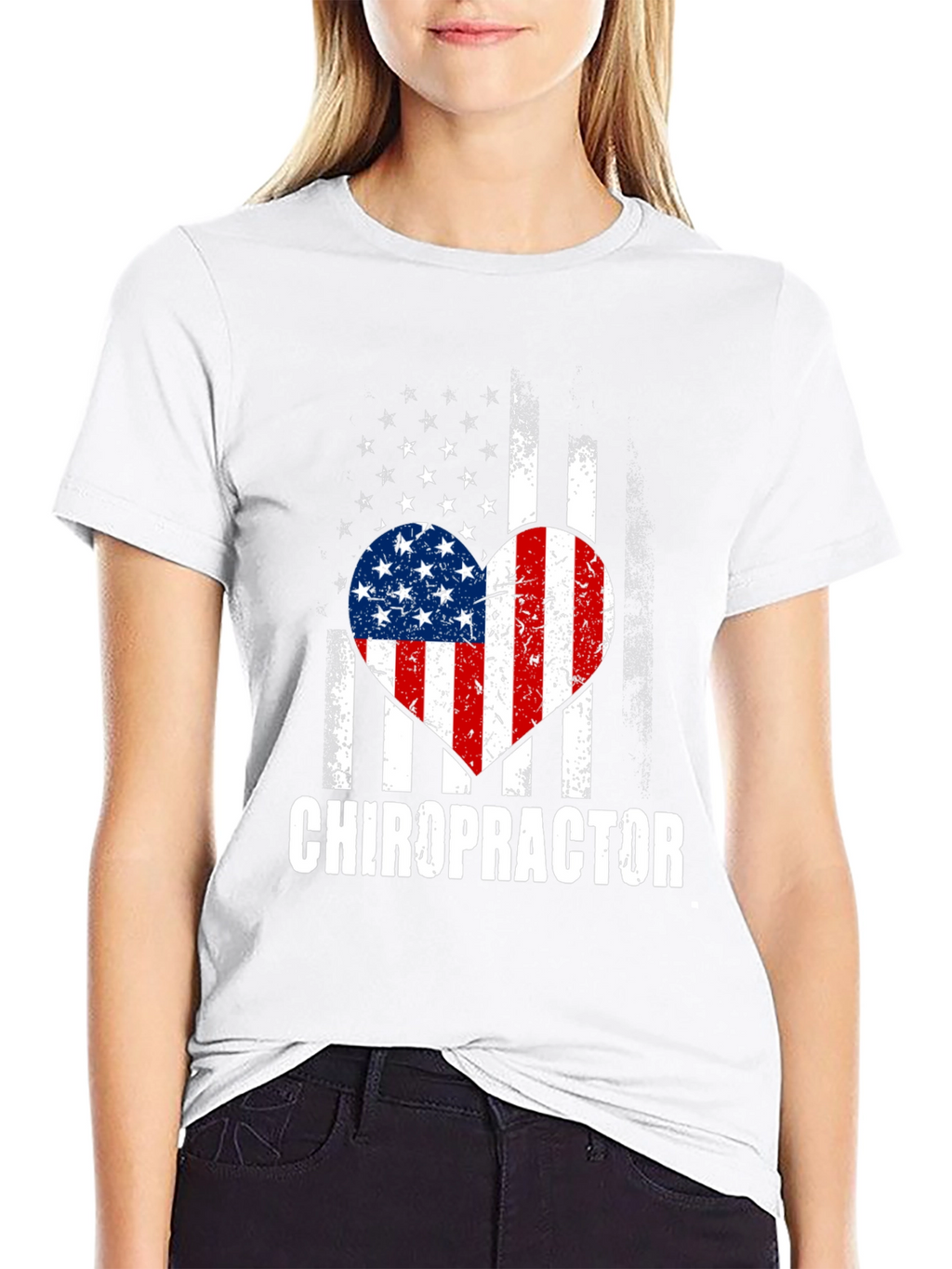 Chiropractor American Flag Heart T-Shirt