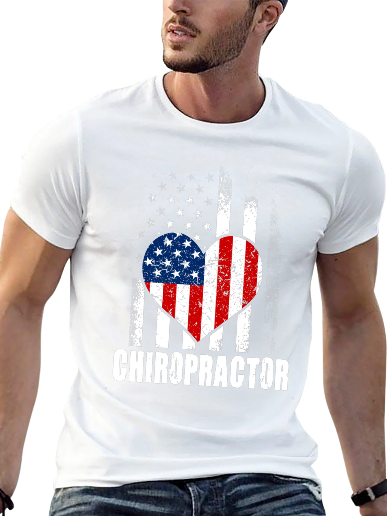Chiropractor American Flag Heart T-Shirt