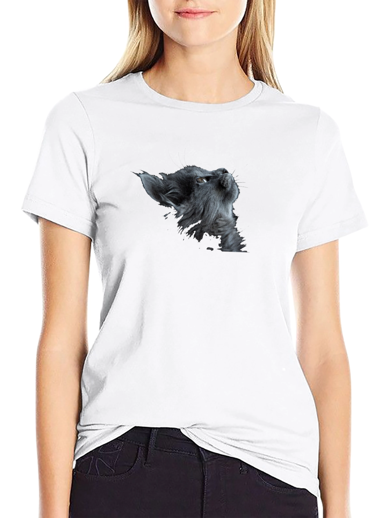 Cat Gaze Graphic Tee - Premium Black Cotton T-Shirt