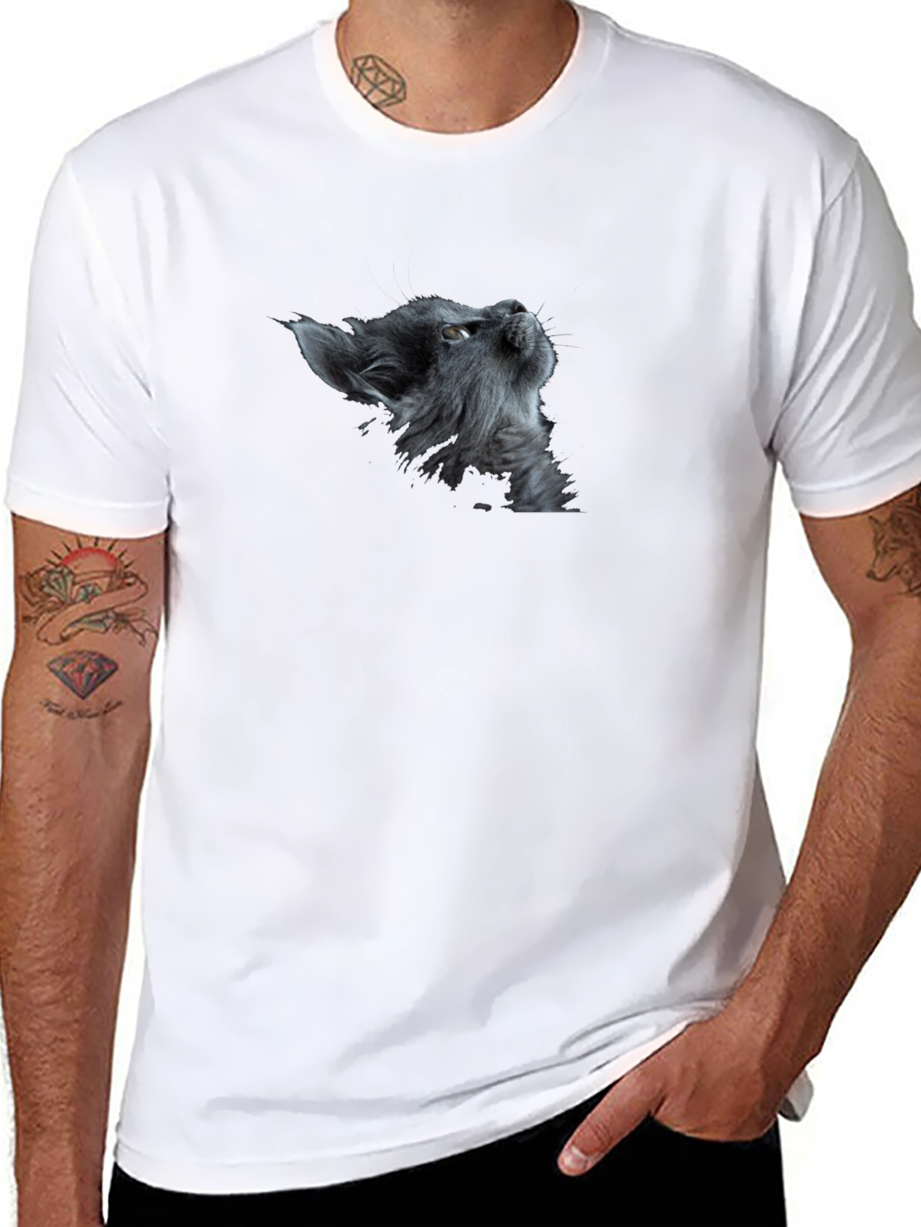 Cat Gaze Graphic Tee - Premium Black Cotton T-Shirt
