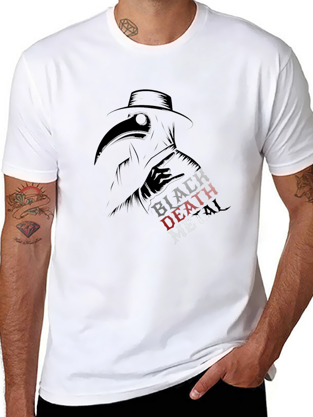 Black Death Metal Plague Doctor T-Shirt