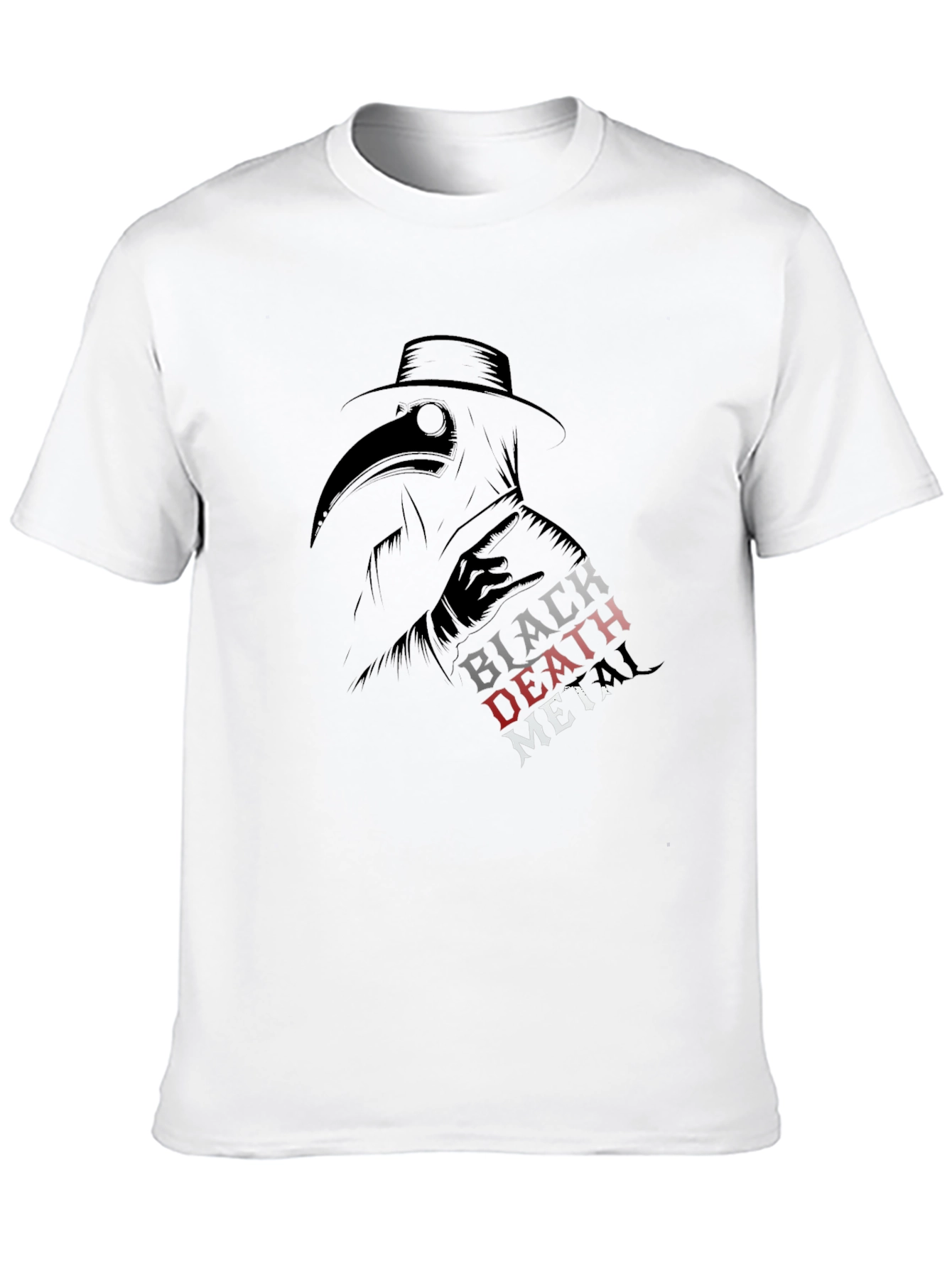 Black Death Metal Plague Doctor T-Shirt