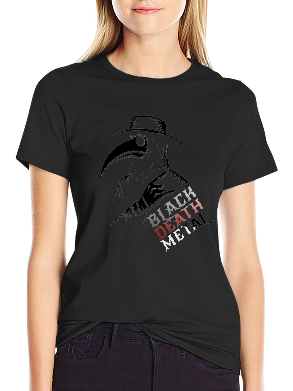 Black Death Metal Plague Doctor T-Shirt