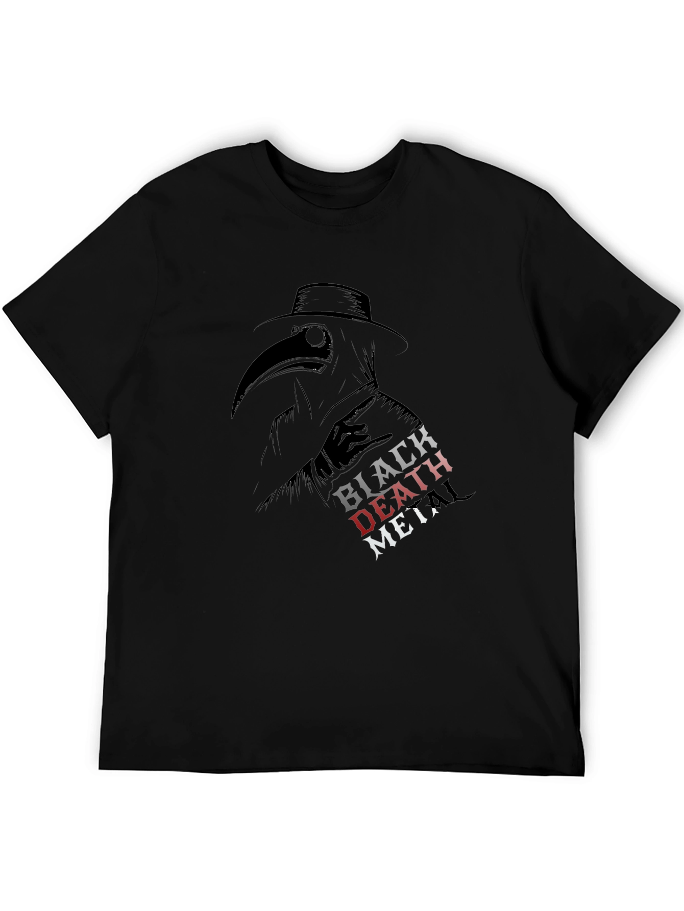 Black Death Metal Plague Doctor T-Shirt