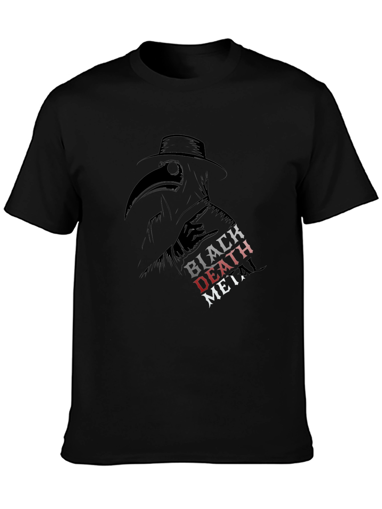 Black Death Metal Plague Doctor T-Shirt