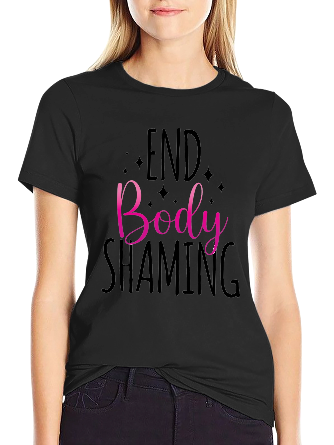 End Body Shaming Graphic Tee - Black