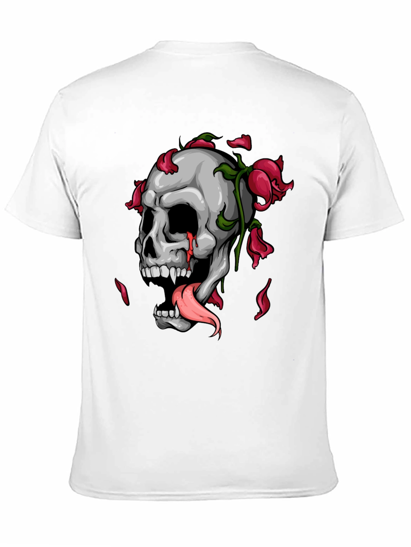 Skull & Roses Graphic Print Black T-Shirt