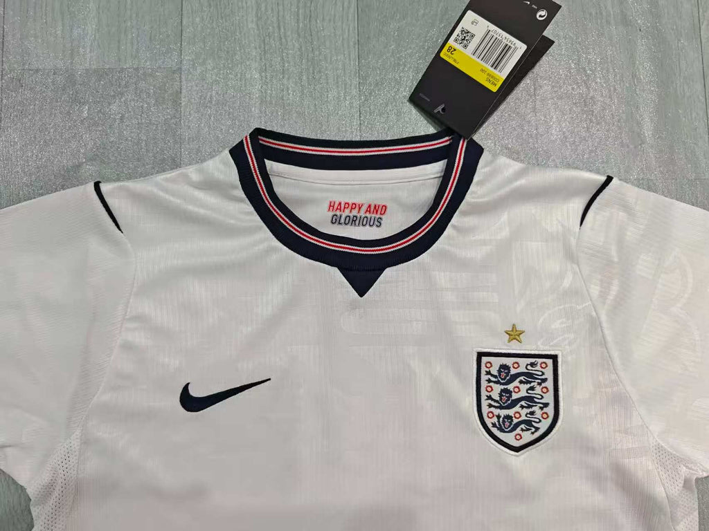 KIDS England  Kit – White Retro Stripe