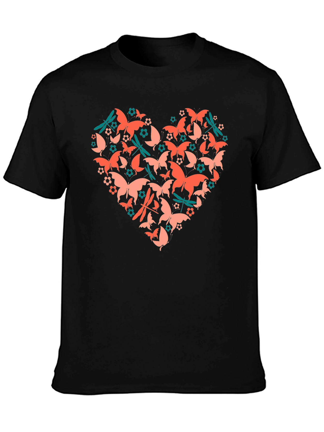 Butterfly Heart Graphic Tee - Black Cotton Blend