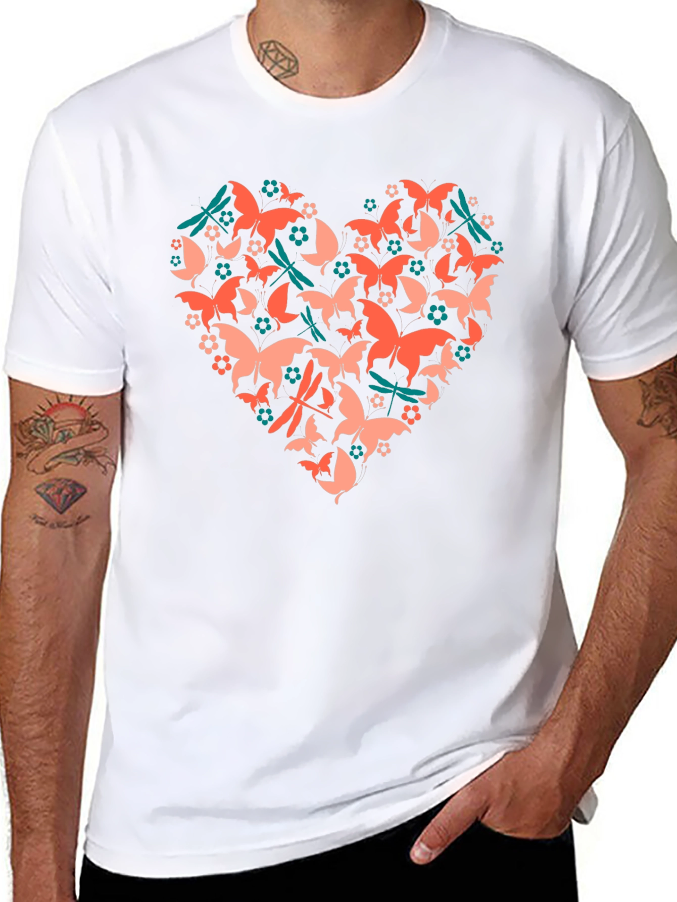 Butterfly Heart Graphic Tee - Black Cotton Blend
