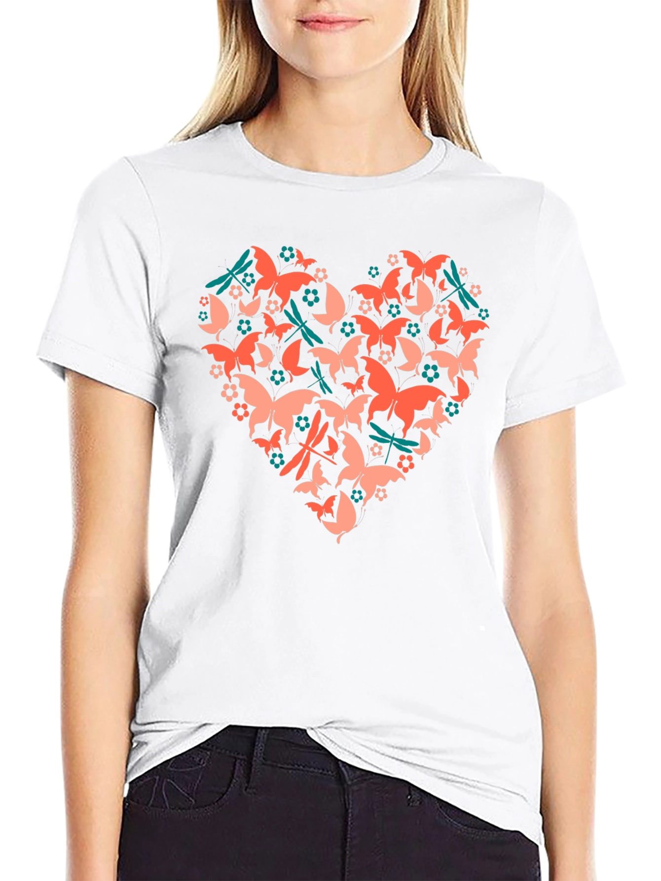 Butterfly Heart Graphic Tee - Black Cotton Blend