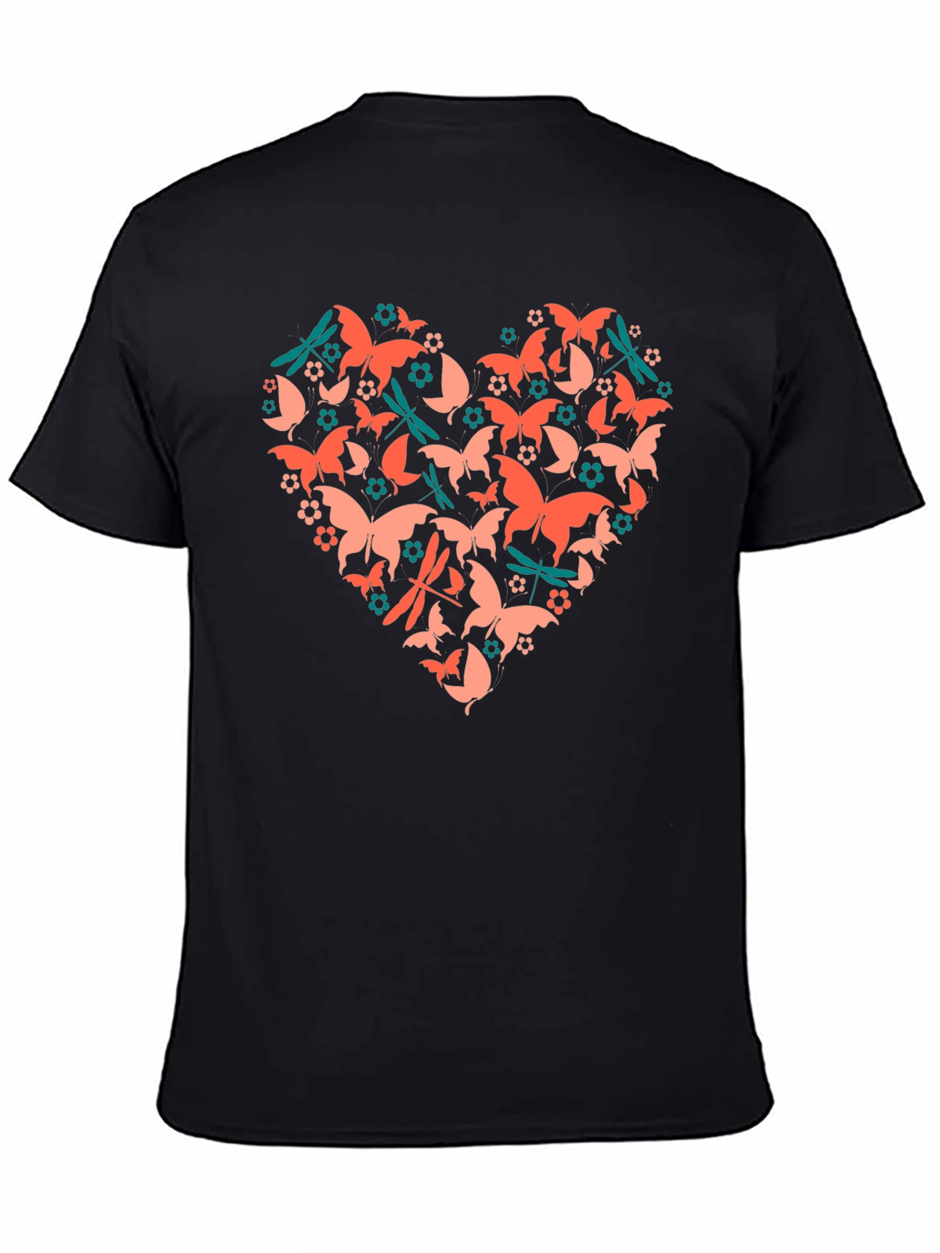 Butterfly Heart Graphic Tee - Black Cotton Blend