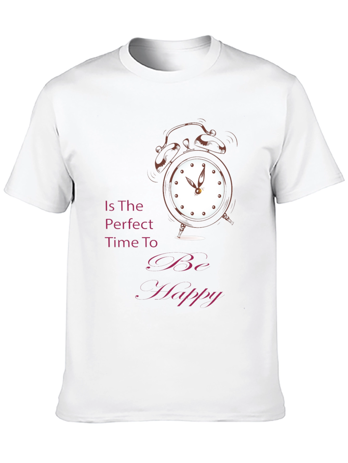 Time to Be Happy Graphic Tee - Black Cotton T-Shirt