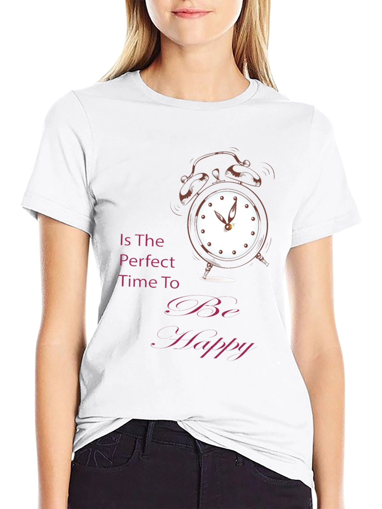 Time to Be Happy Graphic Tee - Black Cotton T-Shirt