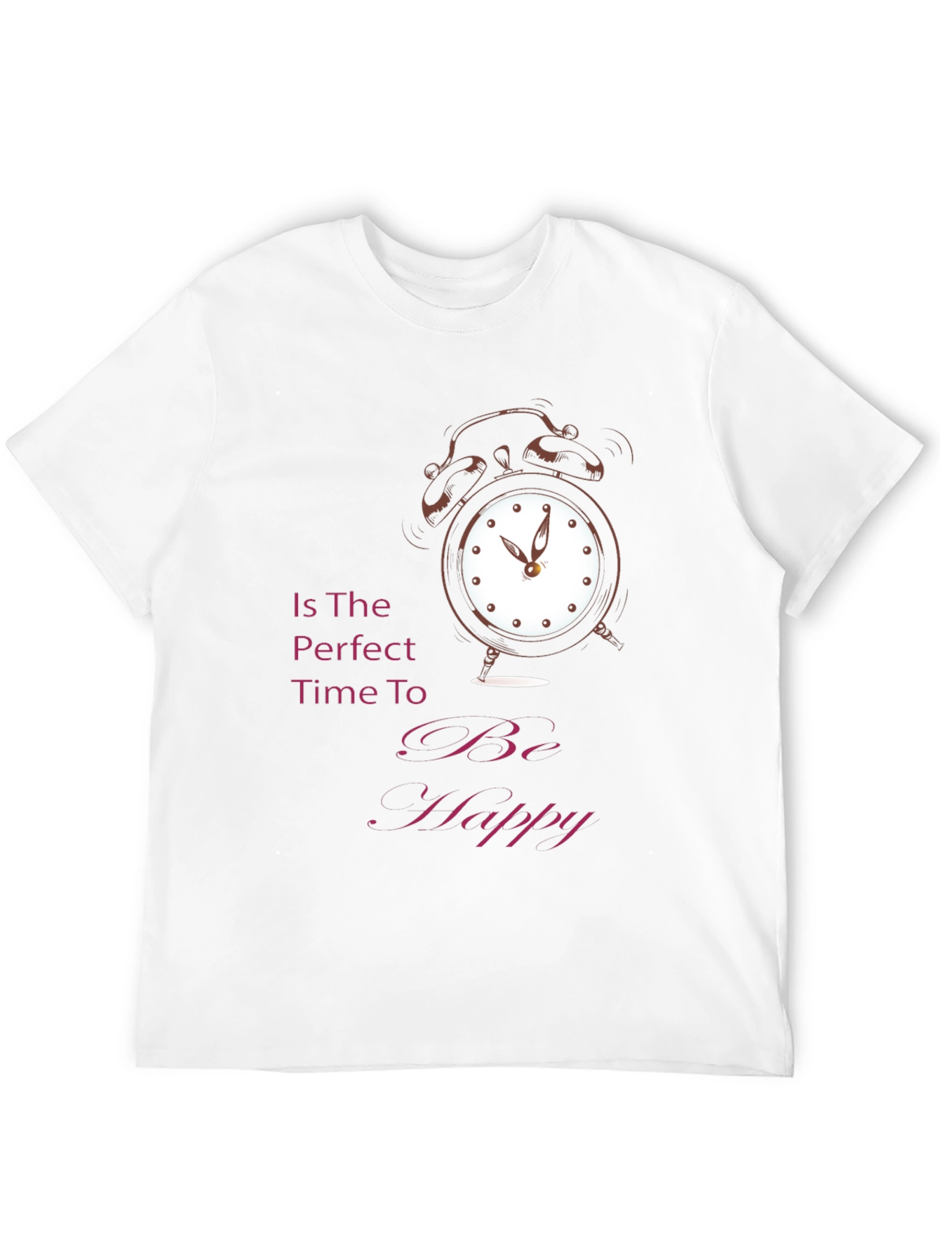 Time to Be Happy Graphic Tee - Black Cotton T-Shirt