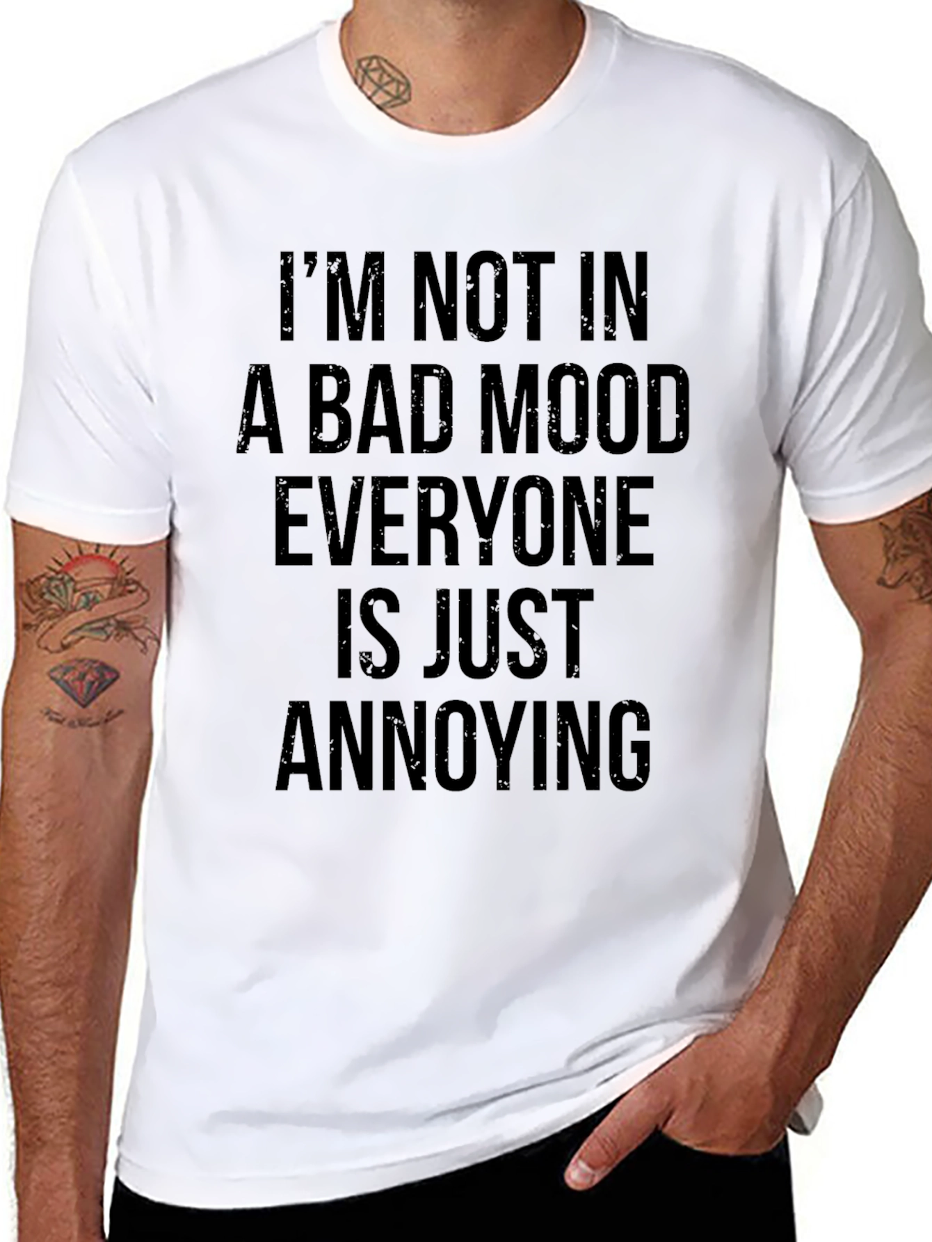 Annoyed Saying Graphic Tee - Black Cotton T-Shirt