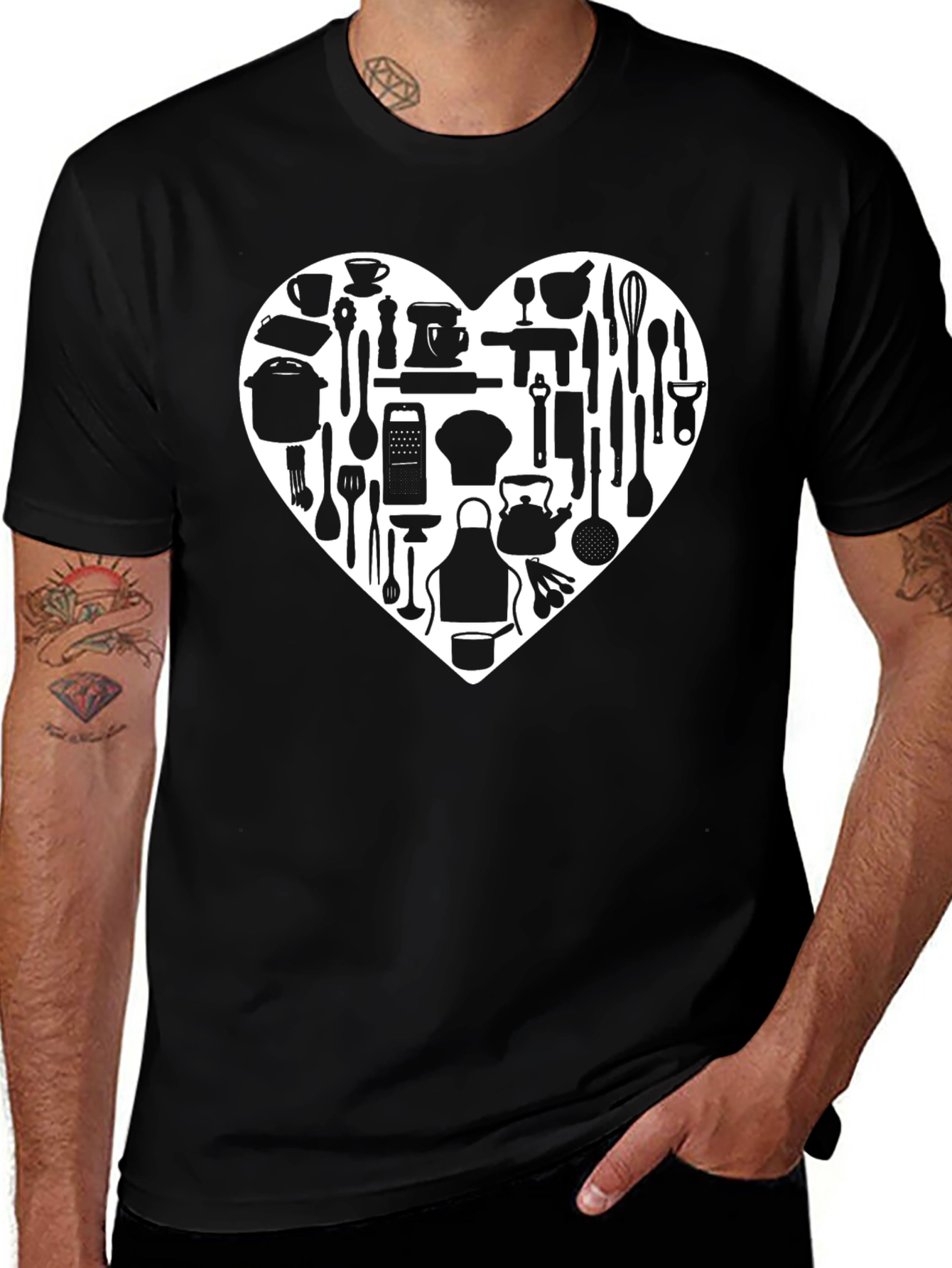 Chefs Heart T-Shirt - Culinary Kitchen Utensil Graphic Tee
