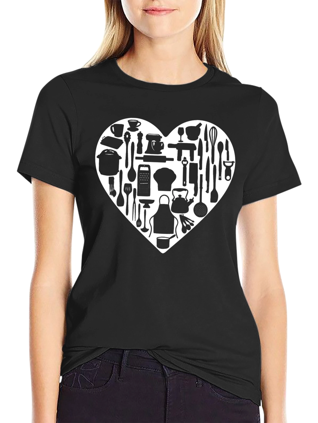 Chefs Heart T-Shirt - Culinary Kitchen Utensil Graphic Tee