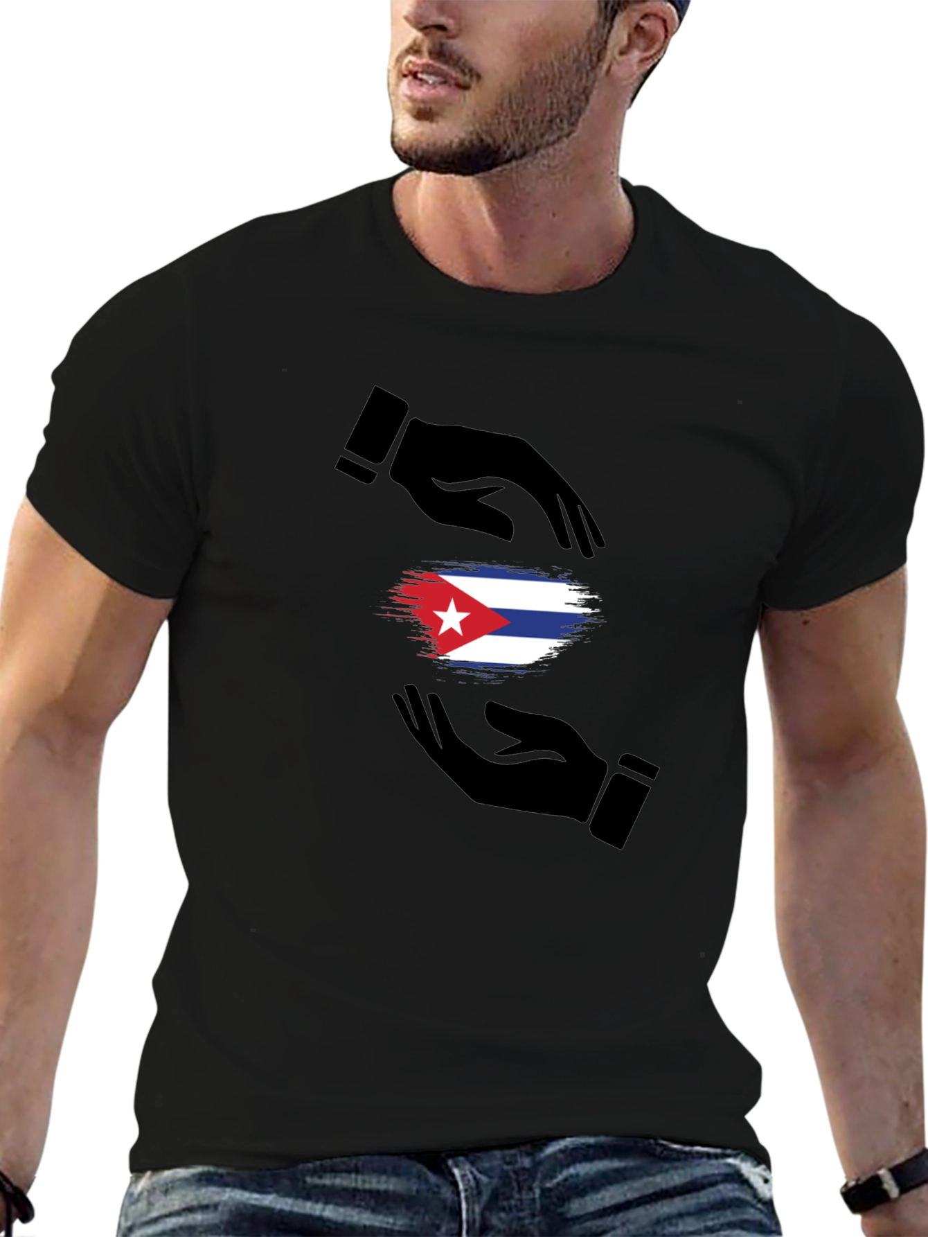 Cuba Flag Hands Graphic T-Shirt