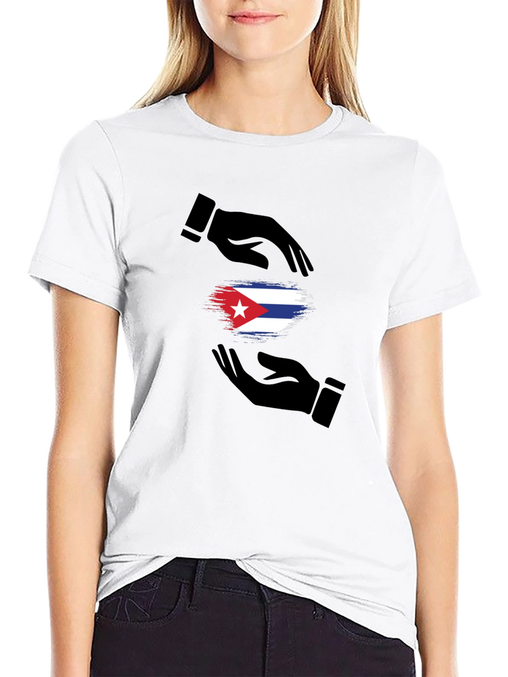 Cuba Flag Hands Graphic T-Shirt