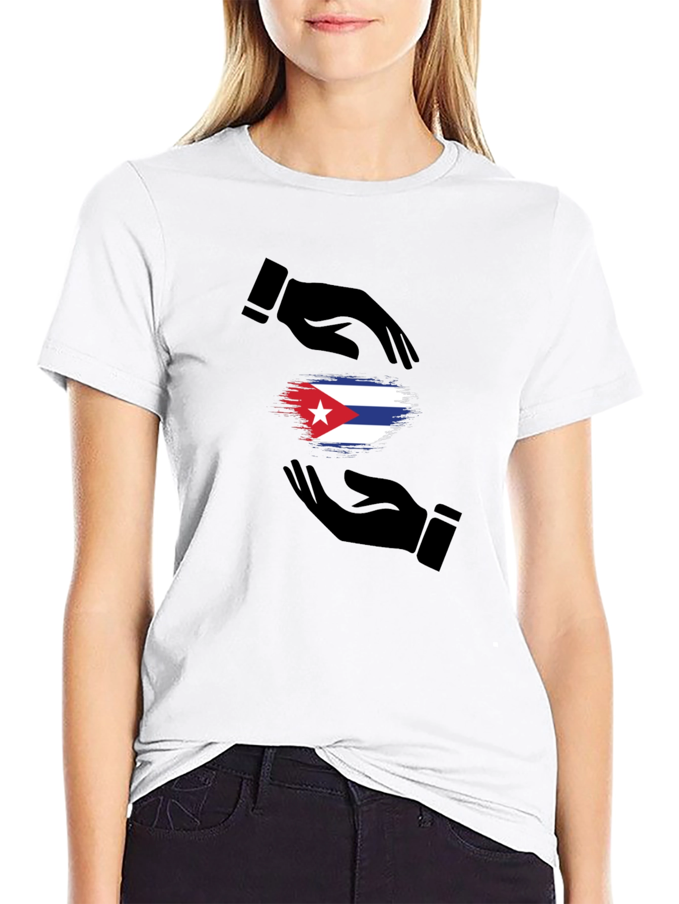 Cuba Flag Hands Graphic T-Shirt