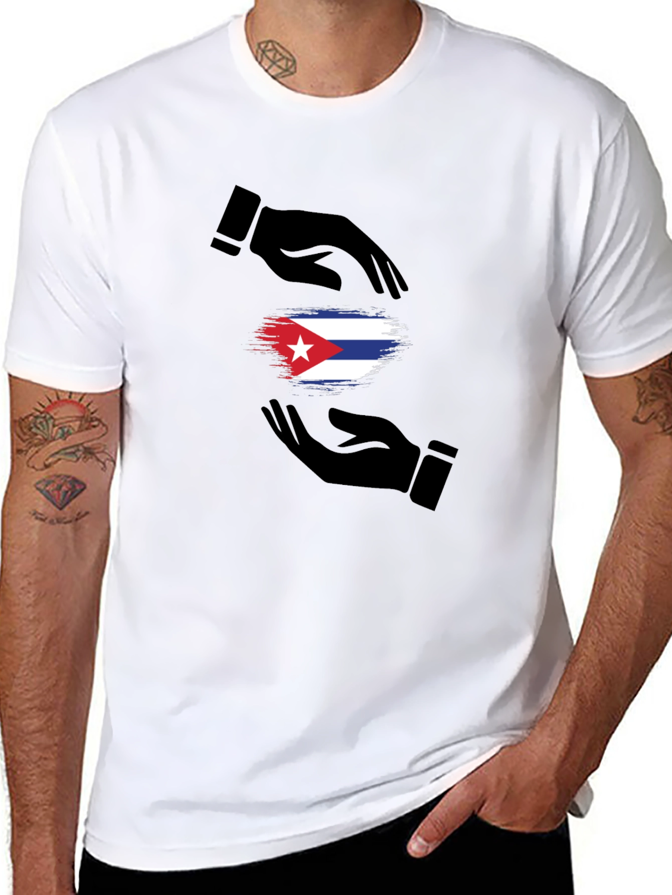 Cuba Flag Hands Graphic T-Shirt