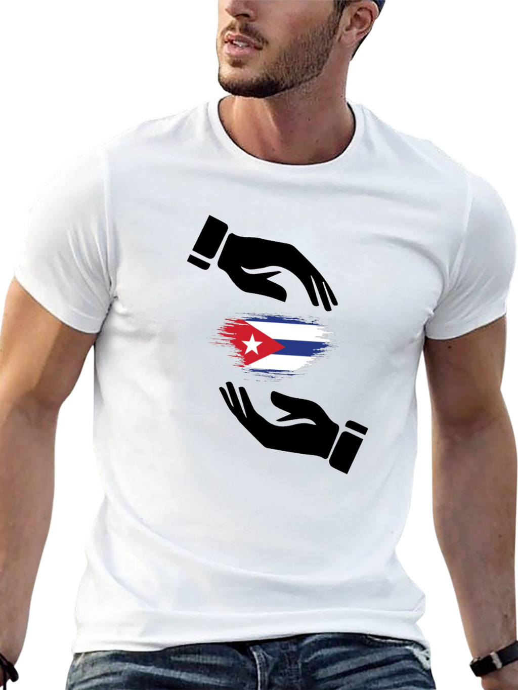 Cuba Flag Hands Graphic T-Shirt
