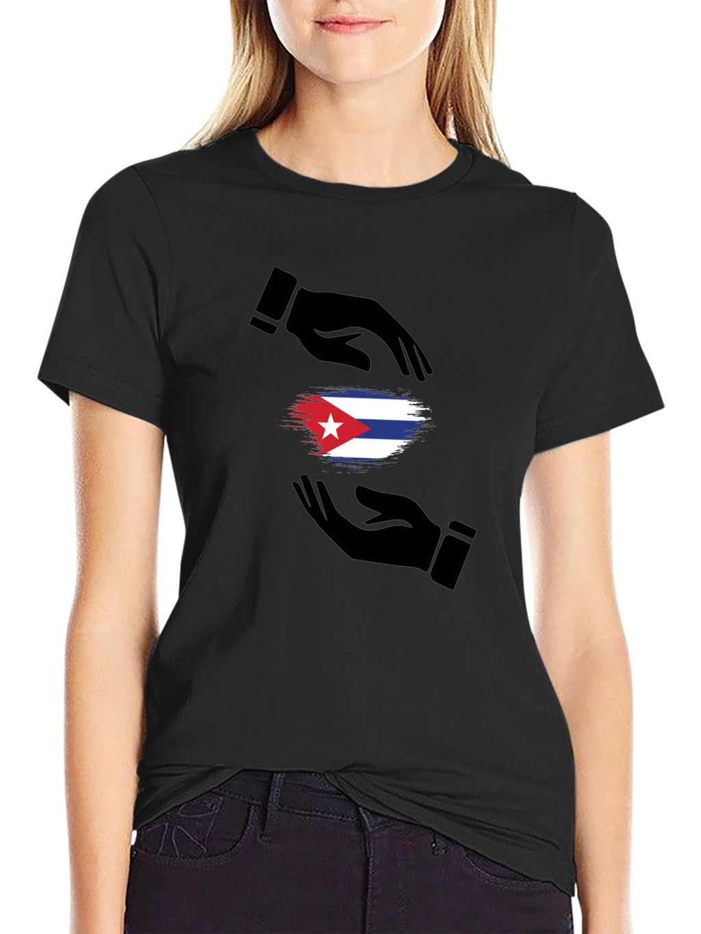 Cuba Flag Hands Graphic T-Shirt