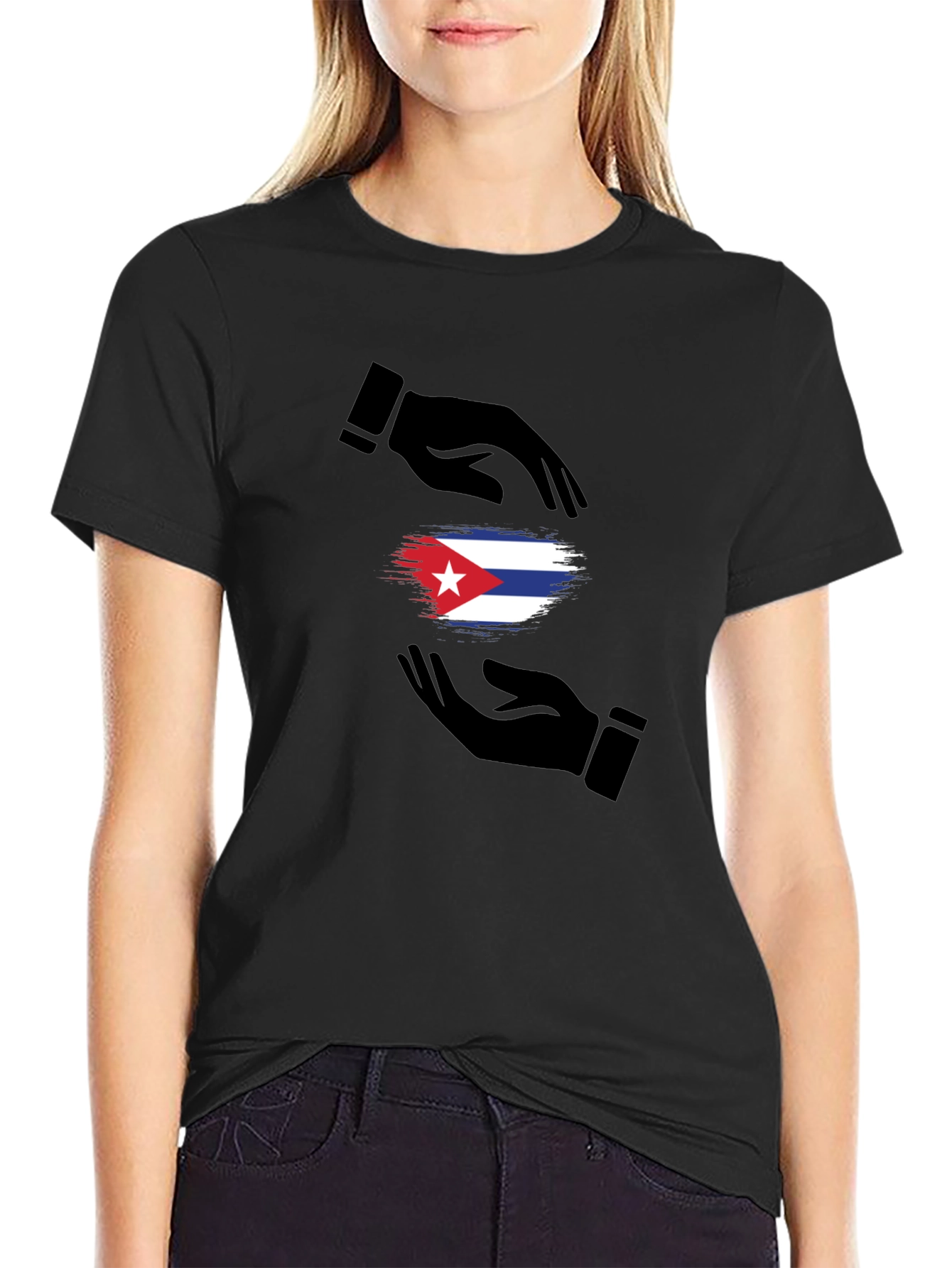 Cuba Flag Hands Graphic T-Shirt