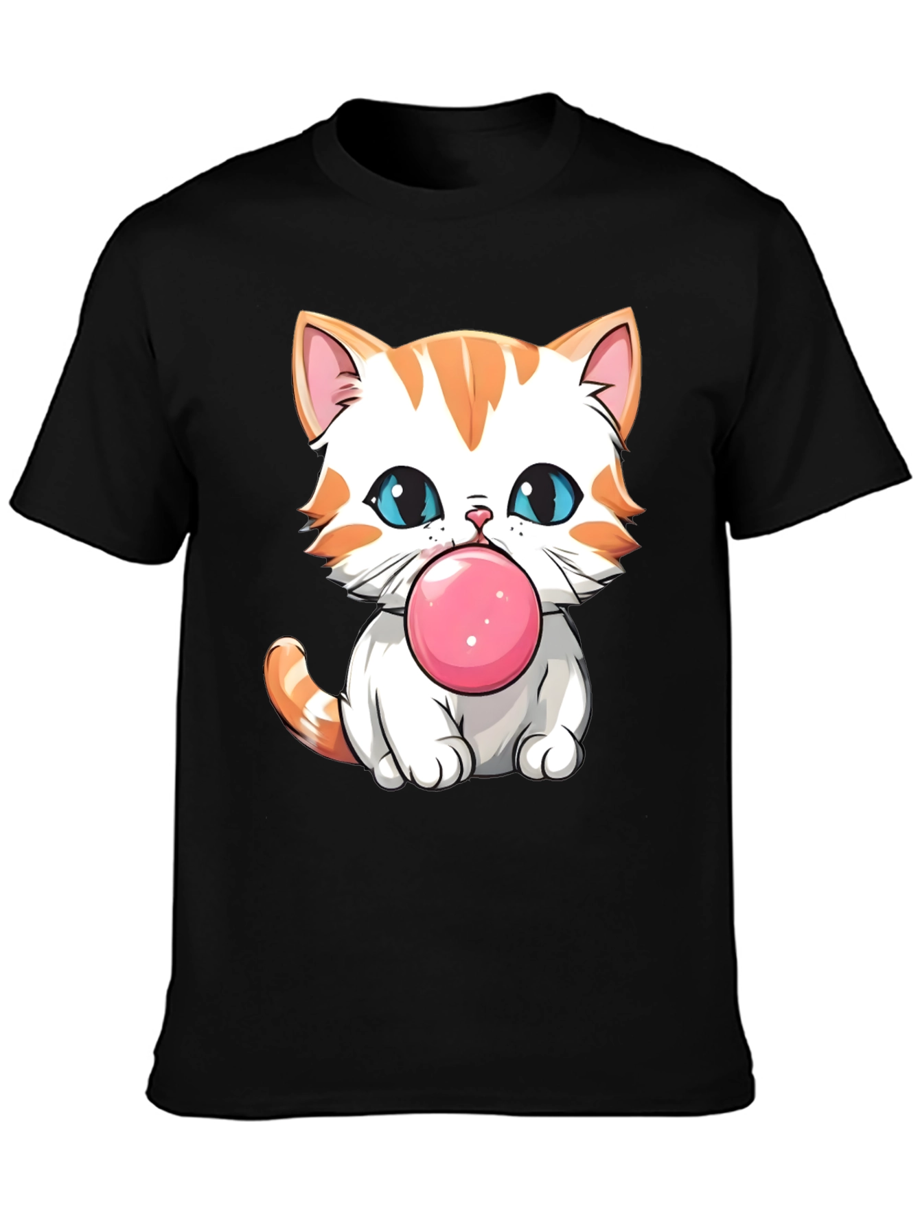 Cute Cat Bubble Gum Graphic T-Shirt