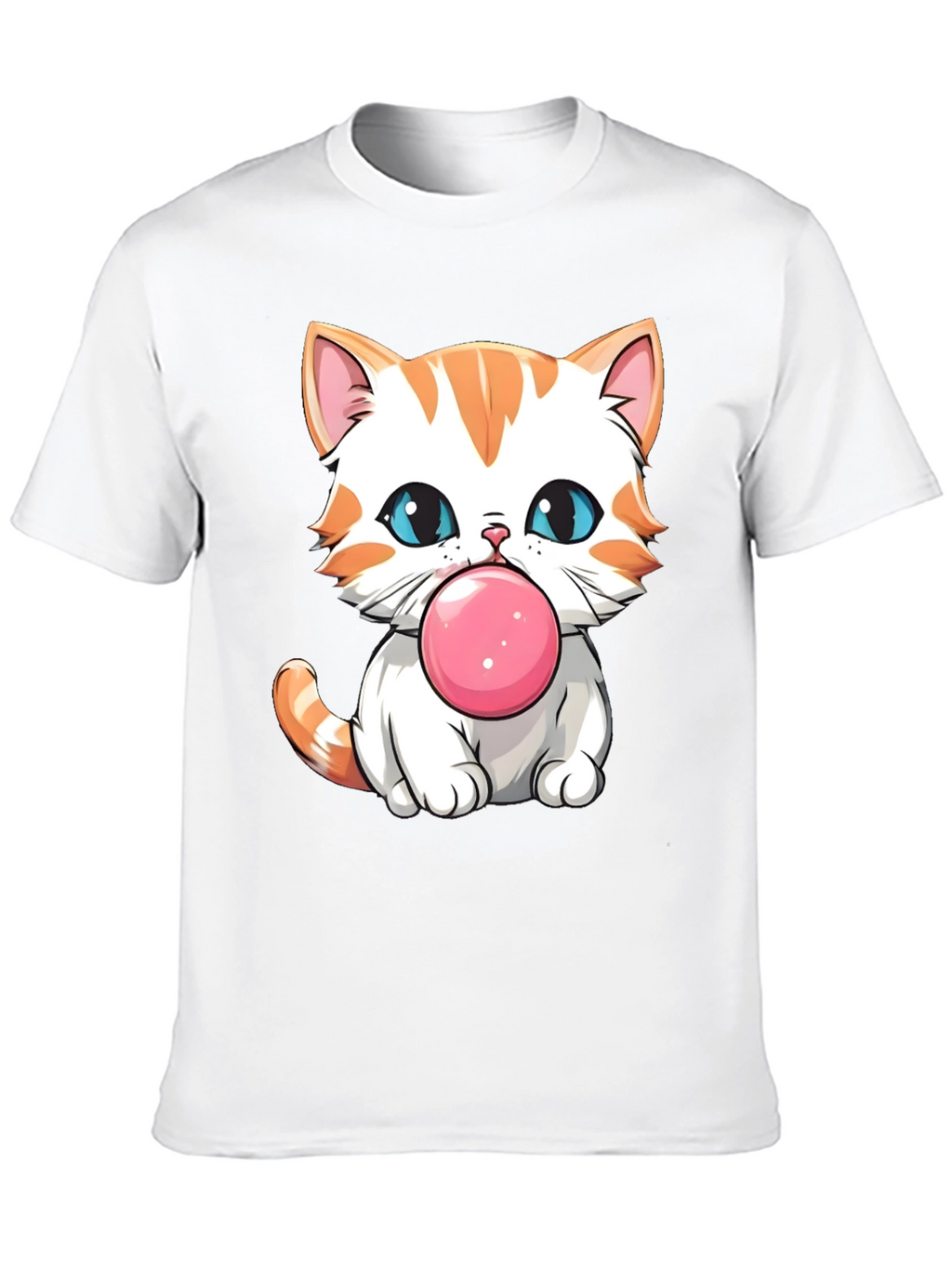 Cute Cat Bubble Gum Graphic T-Shirt