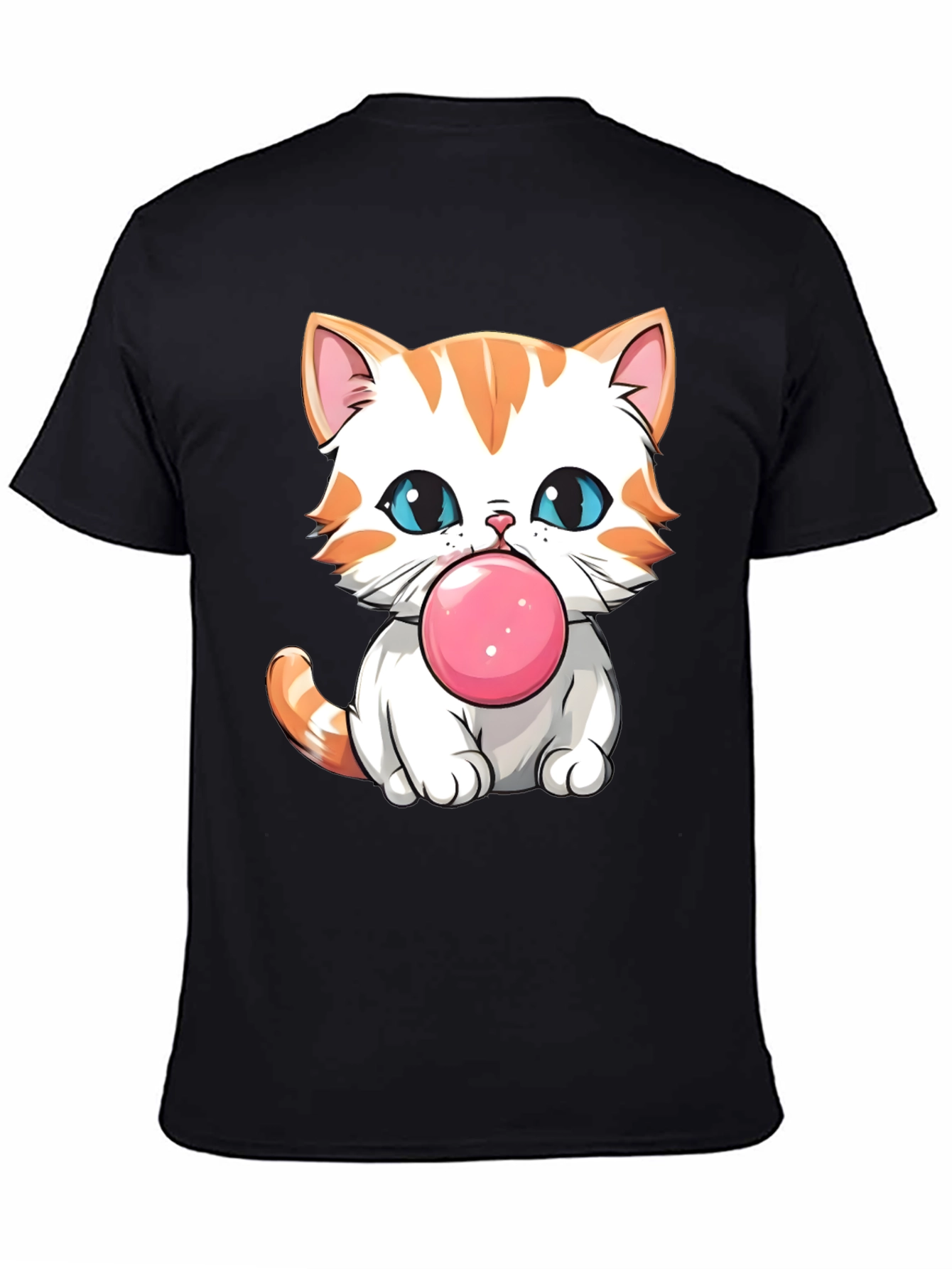 Cute Cat Bubble Gum Graphic T-Shirt