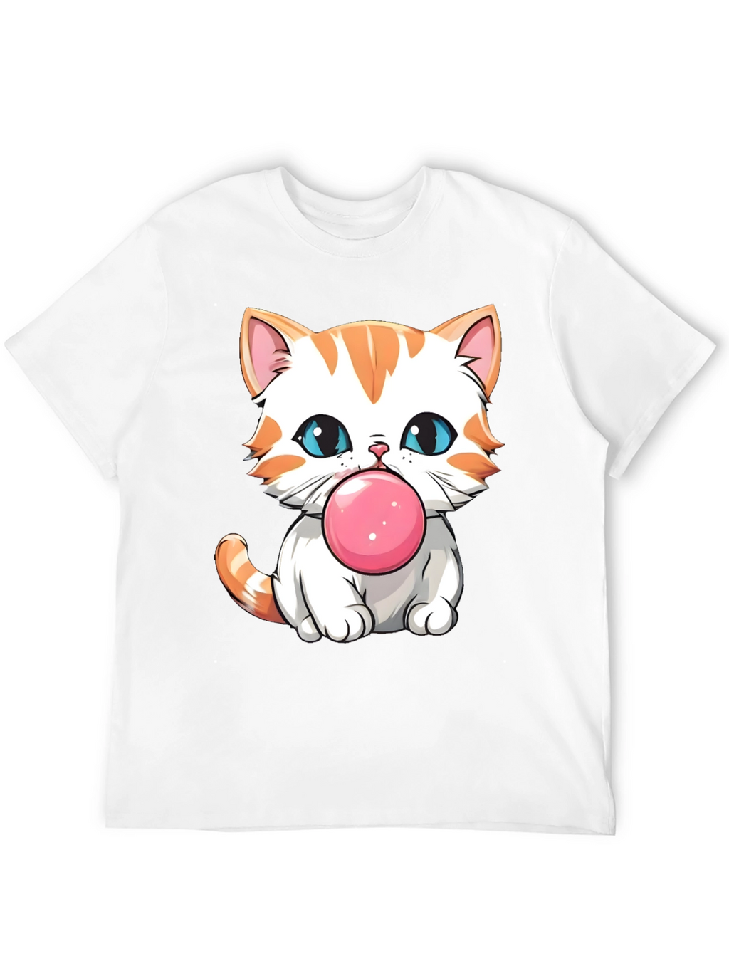 Cute Cat Bubble Gum Graphic T-Shirt