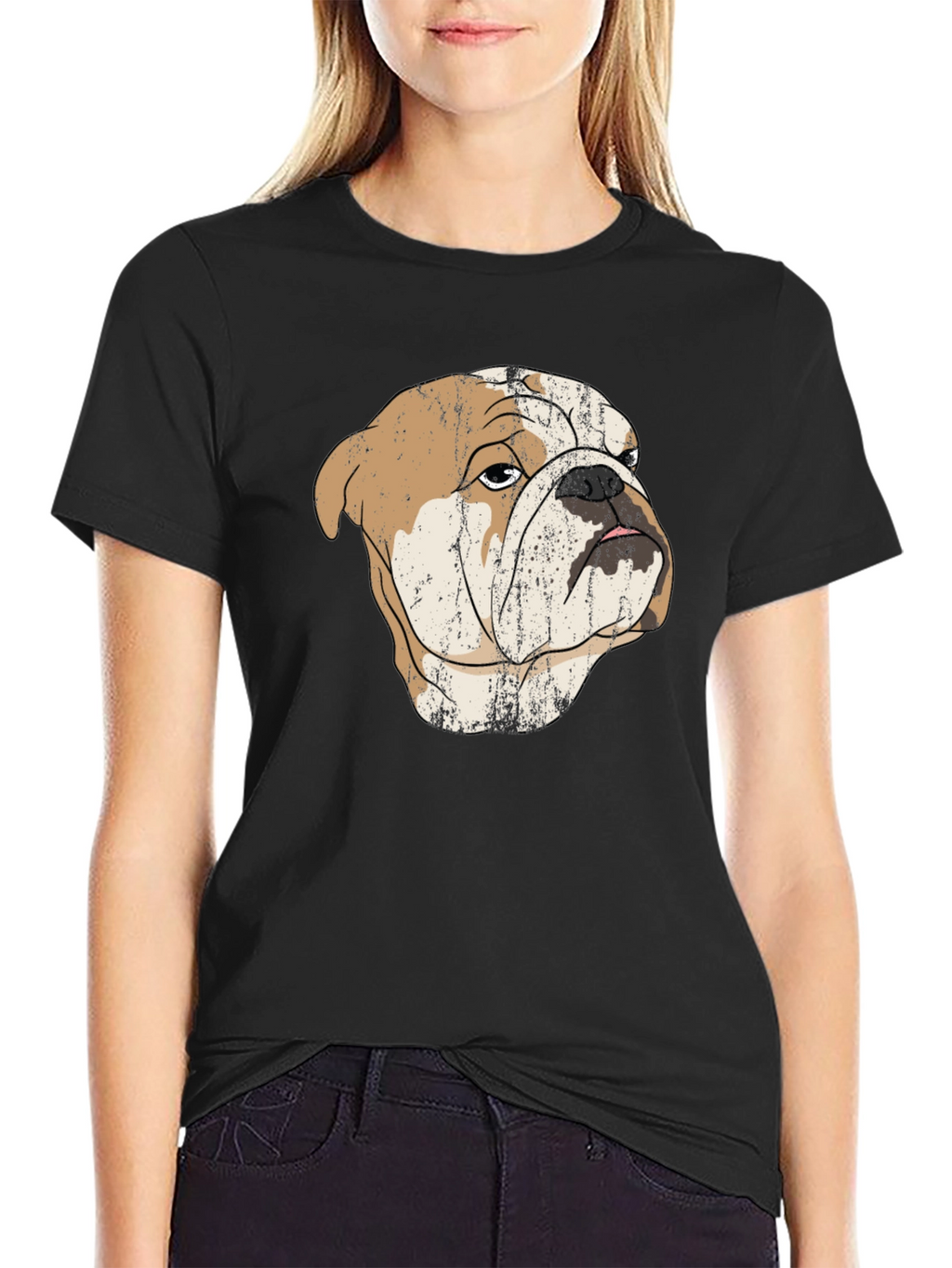 Bulldog Graphic Print Black T-Shirt