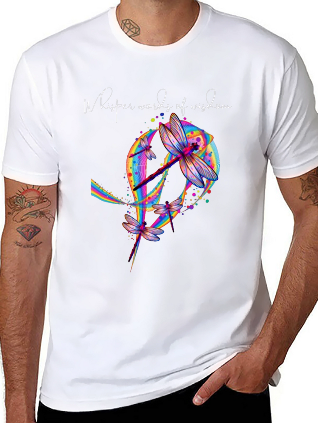 Dragonfly Peace Sign Graphic T-Shirt