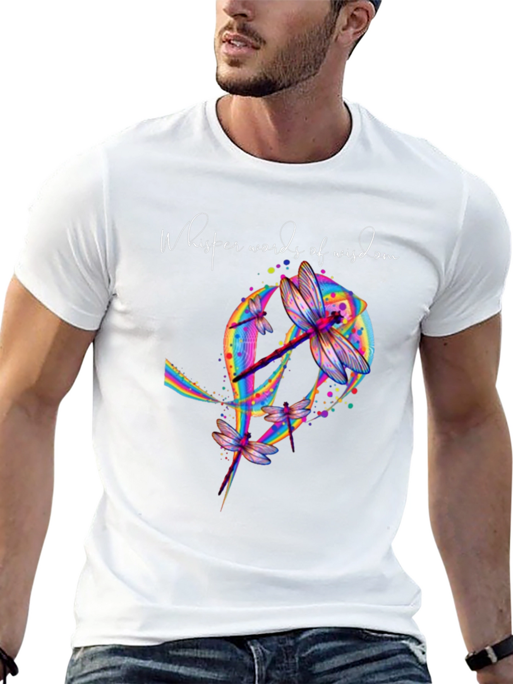 Dragonfly Peace Sign Graphic T-Shirt