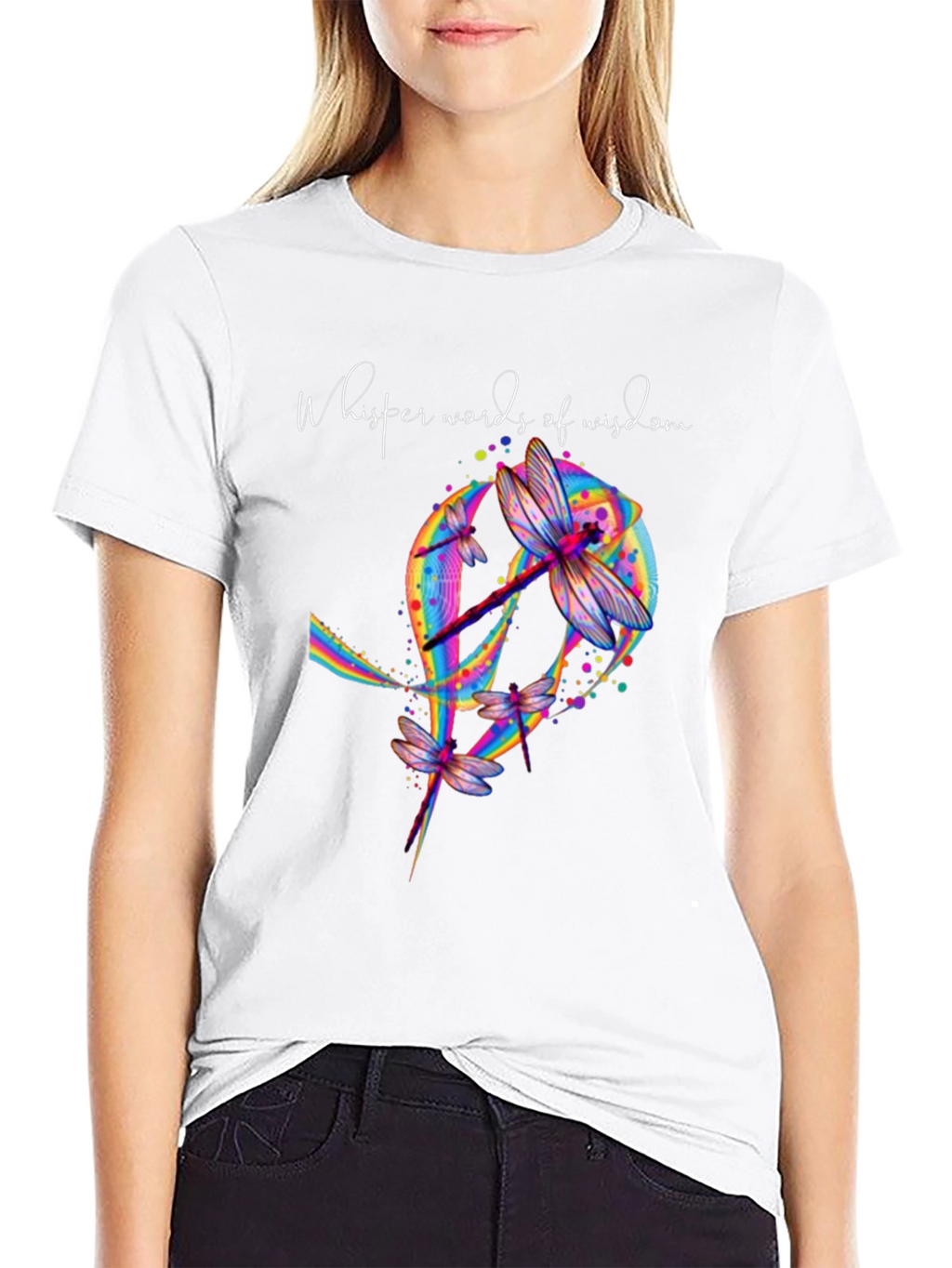 Dragonfly Peace Sign Graphic T-Shirt