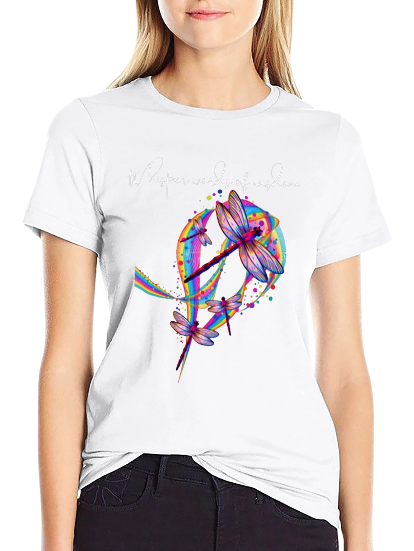 Dragonfly Peace Sign Graphic T-Shirt