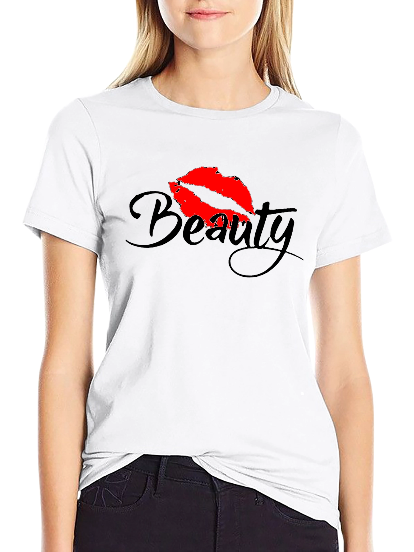 Beauty Lips Graphic Black T-Shirt