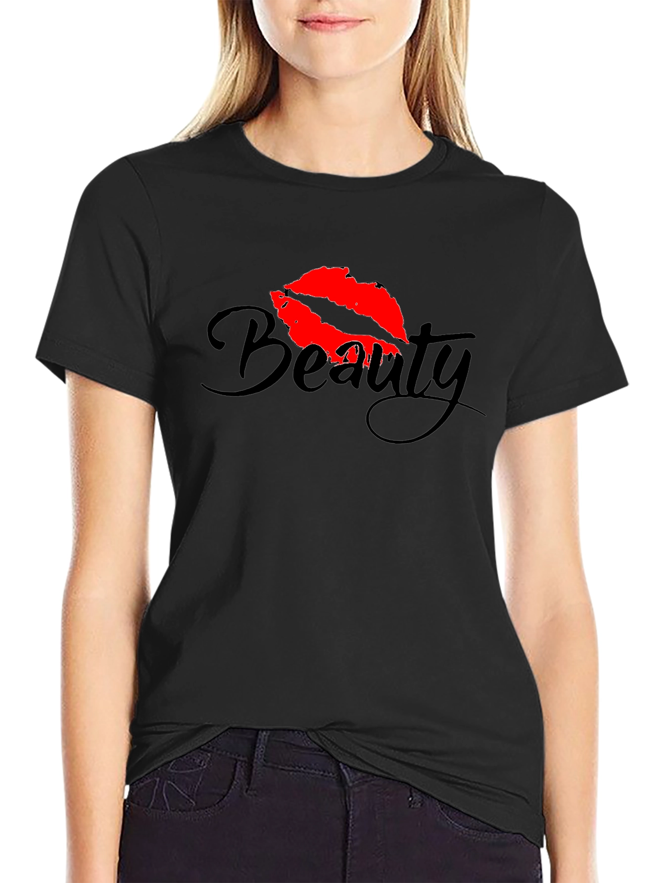 Beauty Lips Graphic Black T-Shirt