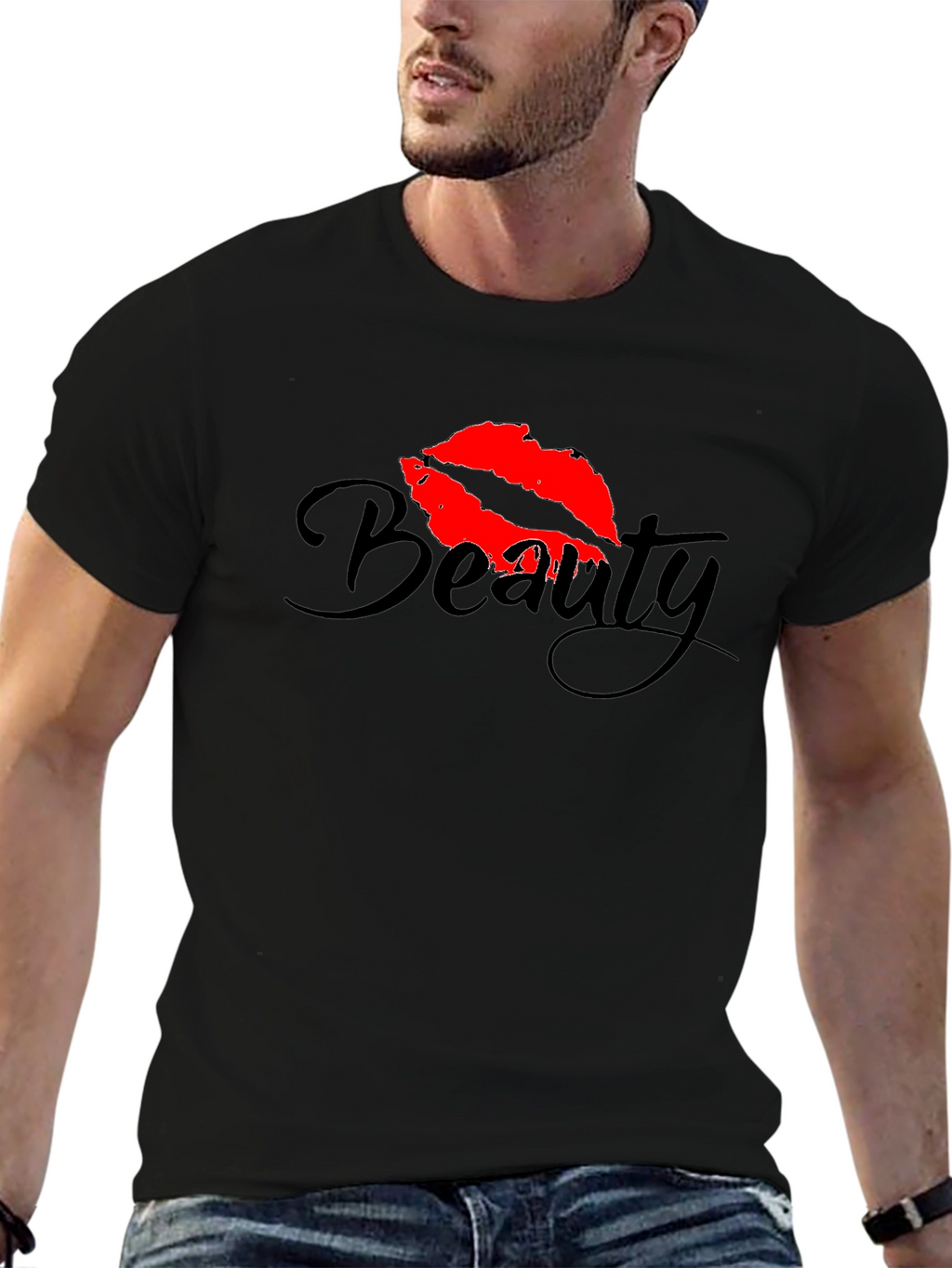 Beauty Lips Graphic Black T-Shirt