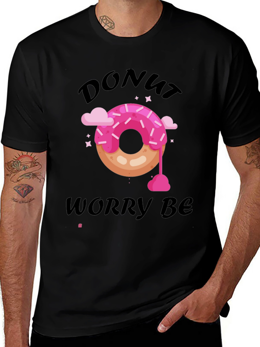 Donut Worry Be Happy Graphic T-Shirt